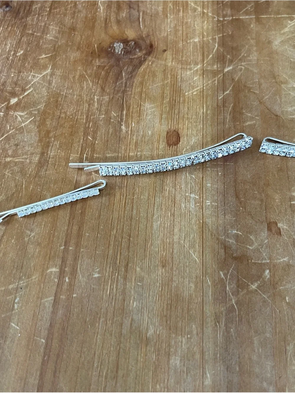 Silver Crystal Bar Hair Pins - Elegant Women’s Hair Accessories